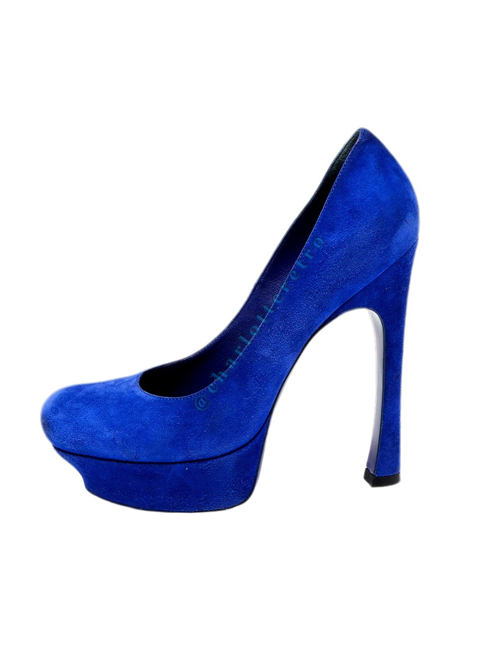 YSL • Yves Saint Laurent | Palais Platform Blue Suede Pumps